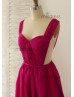 Burgundy Chiffon Short Prom Dress
